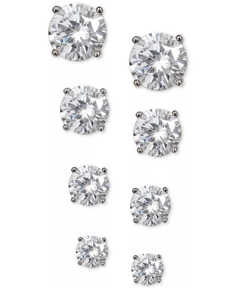 4-Pc. Set Cubic Zirconia Stud Earrings in Sterling Silver, Created for Macy'S